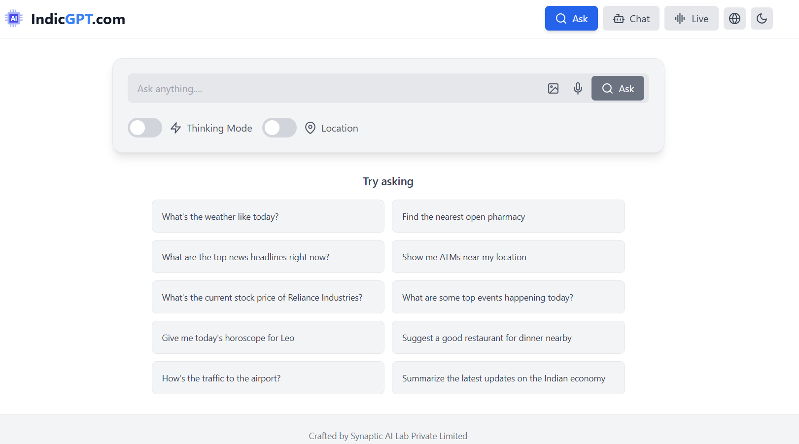 IndicGPT.com Interface